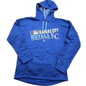 Kansas City Royals Hoodie Mens Medium Blue MLB Baseball Majestic Therma Base